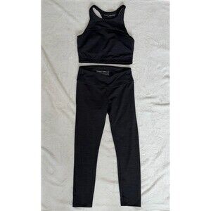 Outdoor Voices TechSweat Set Charcoal Heather Small Athena Crop & 7/8 Leggings
